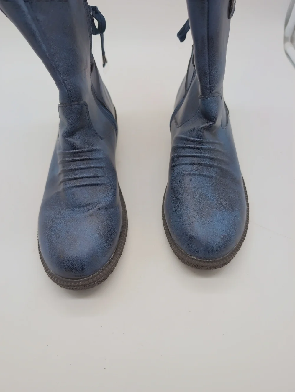 Women's Sz 10 Blue Knit-Top Mid-Calf Snow Boots